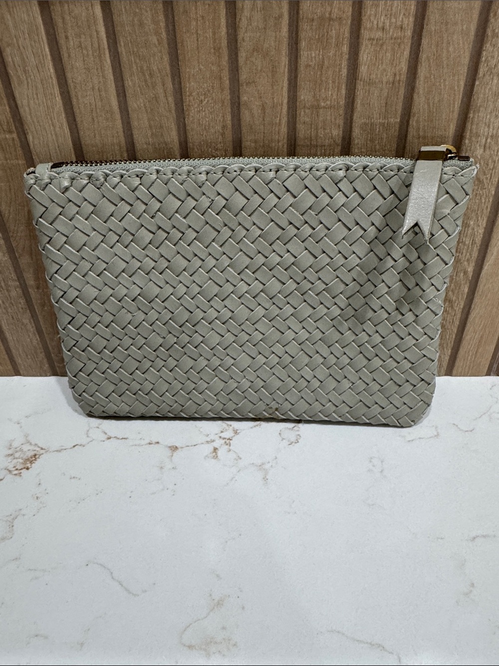 Madewell Woven Zip Clutch - Light Gray